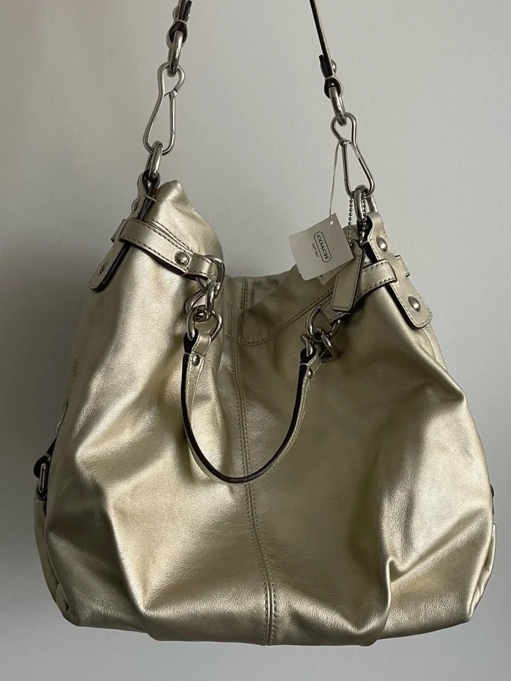 Coach Gold Metallic Leather Shoulder Bag